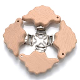 5pcs Woode Pacifier Baby Beech Wooden Animal Pacifier Metal Clips Holder Heart Pacifier Chain Teether Accessories