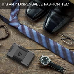 Minimalist Wallet For Men Aluminum Slim Stretchable Belt Draw-Out Metal Wallet Holds UP 15 Cards with Cash Strap Card Holde