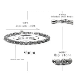 New Matte Map Stone Bracelet Metal Wrist Chain Jewelry Yellow Tiger Eye Volcanic Stone Beaded Bracelet Men Personality Jewelry