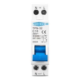 TOMZN TPN 1P+N Mini Circuit Breaker MCB 6A 10A 16A 20A 25A 32A DIN Rail Mounting Miniature Household Air Switch