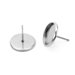 20pc Hypoallergenic Stainless Steel Stud Earring Diy Findings 6mm 8mm 10mm 12mm Cameo Cabochon Base Settings Diy Jewelry Making