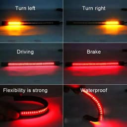Flexible 48 LED Motorcycle Light Bar Strip Tail Turn Signal Tail Rear Brake Stop Bulb Lamp Brake Light 12V