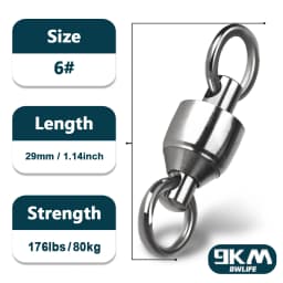 9KM 10~100pack Ball Bearing Swivel Fishing Swivel Solid Welding Rings Stainless Steel Heavy Duty Connector Freshwater Saltwater