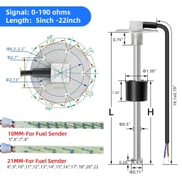 Car Boat Fuel/Water Level Sensor For 0-190ohm/240-33ohm Fuel Level Meters Marine Water Level Gauge Sensor Sender Unit For 9-32V
