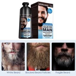 Natural Long Lasting 200ml Permanent Beard Dye Shampoo for Men Beard Dying Removal White Grey Beard Hair Men Beard Dye Shampoo