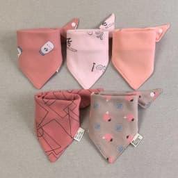5pcs/lot Baby Bibs Triangle Double Cotton Bibs Cartoon Print Saliva Towel Baby Boys Girls Feeding Apron Cotton Bandana Bibs