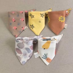 5pcs/lot Baby Bibs Triangle Double Cotton Bibs Cartoon Print Saliva Towel Baby Boys Girls Feeding Apron Cotton Bandana Bibs