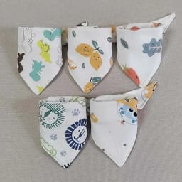 5pcs/lot Baby Bibs Triangle Double Cotton Bibs Cartoon Print Saliva Towel Baby Boys Girls Feeding Apron Cotton Bandana Bibs