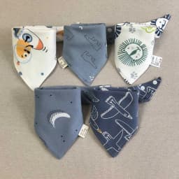 5pcs/lot Baby Bibs Triangle Double Cotton Bibs Cartoon Print Saliva Towel Baby Boys Girls Feeding Apron Cotton Bandana Bibs