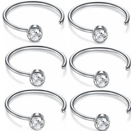 5/10/20PCS Stainless Steel L Shape Nose Stud Set 20G Crystal Nose Ring Hoop Set Indian Crystal Nose Stud Bulk Piercing Nariz Lot