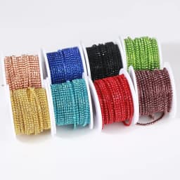 RESEN New Arrival Colorful Rhinestone Chains Dense Fancy Chain Apparel Sewing Glass Rhinestone Cup Chain With Colorful base