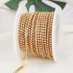 RESEN New Arrival Colorful Rhinestone Chains Dense Fancy Chain Apparel Sewing Glass Rhinestone Cup Chain With Colorful base