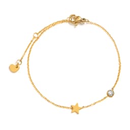 Women Minimalism Thin Chain Cross Crescent Moon Star Bracelet, Stainless Steel Female Adjustable Link Stacked Layered