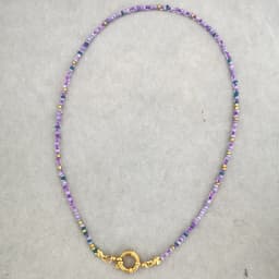 Imitation Pearl Necklace Women Choker Seed Beads Rainbow Stainless Steel Spring Clasp Sailor Buckle Base Chain Gold Color Boho
