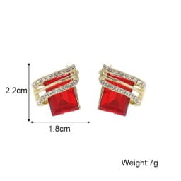 Red Color Women Dangle Earrings Geometric Pendants Gold Color Metal Hook Earrings Long Hang Earrings Pendientes Fashion Jewelry