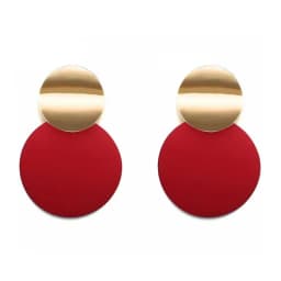 Red Color Women Dangle Earrings Geometric Pendants Gold Color Metal Hook Earrings Long Hang Earrings Pendientes Fashion Jewelry