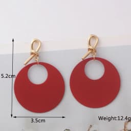 Red Color Women Dangle Earrings Geometric Pendants Gold Color Metal Hook Earrings Long Hang Earrings Pendientes Fashion Jewelry