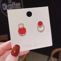 Red Color Women Dangle Earrings Geometric Pendants Gold Color Metal Hook Earrings Long Hang Earrings Pendientes Fashion Jewelry