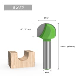 LAVIE 1pc 8mm Shank Ball Nose End Mill Round Nose Cove CNC Milling Bit Radius Core Box Solid Carbide Router Bit Tools C08042