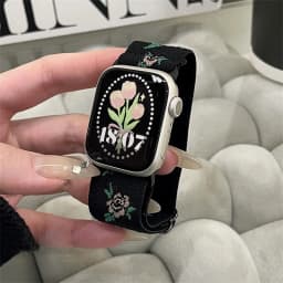 Korea Retro Nylon Flower Elasticity Band For Apple Watch 49mm 38 40 41mm Correa Cute Strap For iWatch Series Ultra 2 9 8 7 SE 6