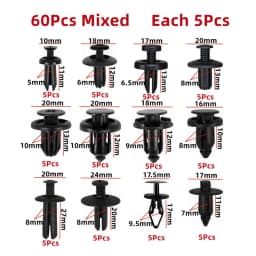 60Pcs 5mm 6mm 7mm 8mm 9mm 10mm Hole Car Bumper Rivet Fastener Auto Fender Trim Panel Screw Clips For Honda Nissan Toyota Hyundai