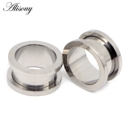 Alisouy 2pcs 1.2-30mm Stainless Steel Ear Tunnels Plugs Black Gold Color Expander Stretcher Ear Gauges Piercing Body Jewelry