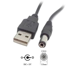 Black 90 Angle PC USB Male to 5V DC 3.5*1.35mm Connector Extension Power Cable Cord Adapter 5.5*2.1mm to USB Date Line 2.5*0.7mm