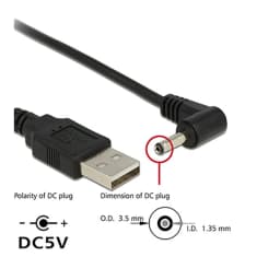 Black 90 Angle PC USB Male to 5V DC 3.5*1.35mm Connector Extension Power Cable Cord Adapter 5.5*2.1mm to USB Date Line 2.5*0.7mm