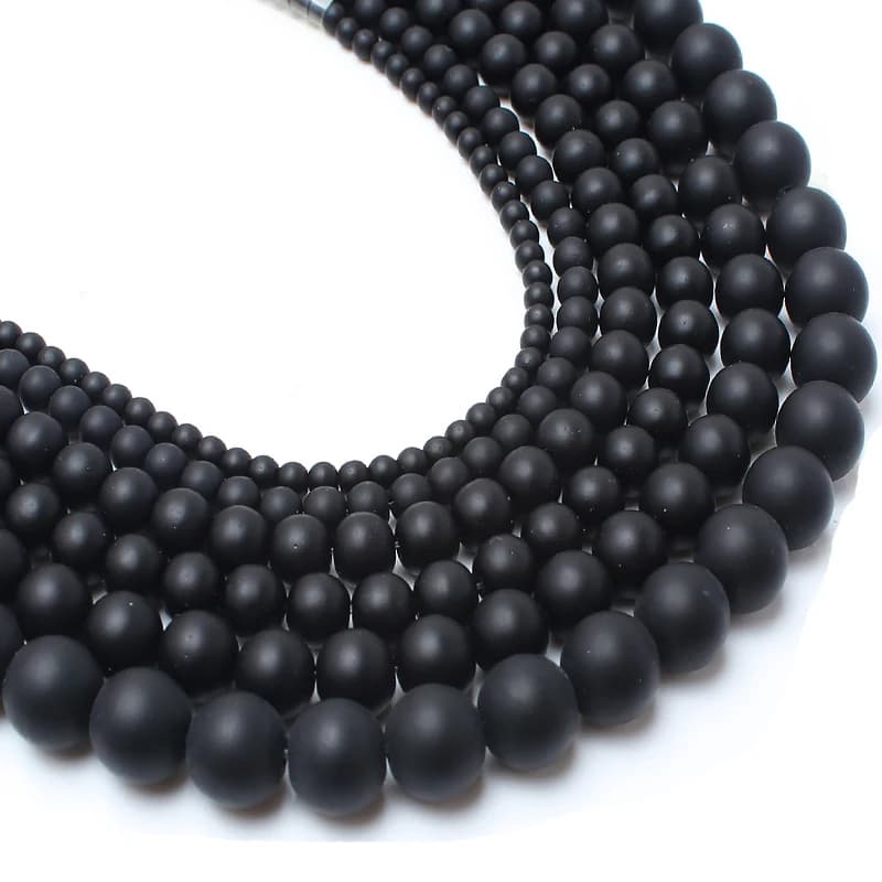 Matte Natural Black Agates Onyx Round Loose Stone Beads For Jewelry Making DIY Charm Bracelet Necklace 4 6 8 10 12mm 15 inch