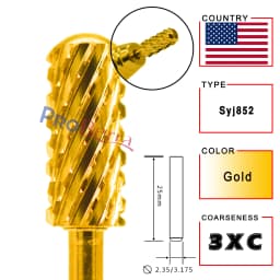 RolinStar 5.35 Small Round Top Barrel Gold Carbide Manicure Nail Drill Bit File Accessories 8 Different
