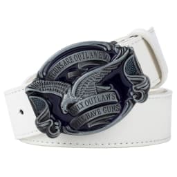 Eagle Belt for Men Jeans ONLY OUTLAWS WILL HAVE GUNS Metal Buckle Cowboy