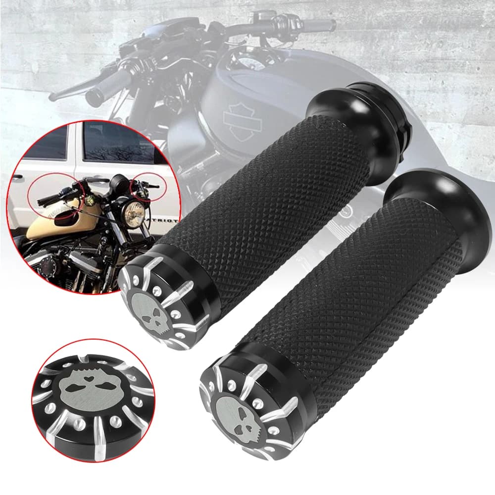 Motorcycle 1.25'' Universal Rubber Hand Grips CNC Handlebar For Harley Sportster 883 1200 Iron XL VRSC Touring Dyna Softail