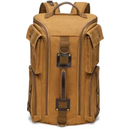 Vintage Leather Man16 inch Laptop Backpack Waxed Canvas Shoulder Rucksack Carry-On Travel Backpack for Men Women