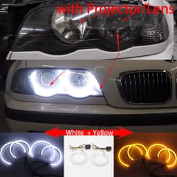 White & Amber Dual color Cotton LED Angel eyes kit ring DRL for BMW 3 series E46 sedan touring wagon coupe compact 1998-05