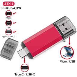 OTG USB Flash Drive 256GB 128GB Type C Pen Drive 64GB 32GB 16GB External Storage Pendrive USB 3.0 Memory Stick For Android/PC