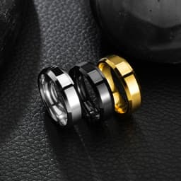 Auxauxme Personlized Name Wedding Rings Stainless Steel Engraved Name Date Custom Jewelry for Women Men Anniversary Jewelry Gift