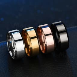Auxauxme Personlized Name Wedding Rings Stainless Steel Engraved Name Date Custom Jewelry for Women Men Anniversary Jewelry Gift