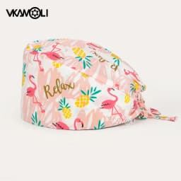 pink Printed Hats Men And Women Work Hat Scrub Cap Gorro Enfermera Quirofano Scrub Cap cotton Scrubs hat nurse accessories