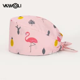 pink Printed Hats Men And Women Work Hat Scrub Cap Gorro Enfermera Quirofano Scrub Cap cotton Scrubs hat nurse accessories