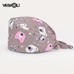 pink Printed Hats Men And Women Work Hat Scrub Cap Gorro Enfermera Quirofano Scrub Cap cotton Scrubs hat nurse accessories