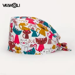 pink Printed Hats Men And Women Work Hat Scrub Cap Gorro Enfermera Quirofano Scrub Cap cotton Scrubs hat nurse accessories