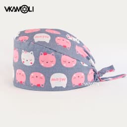 pink Printed Hats Men And Women Work Hat Scrub Cap Gorro Enfermera Quirofano Scrub Cap cotton Scrubs hat nurse accessories