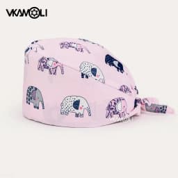 pink Printed Hats Men And Women Work Hat Scrub Cap Gorro Enfermera Quirofano Scrub Cap cotton Scrubs hat nurse accessories