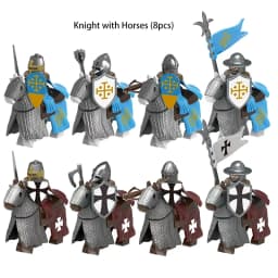 Medieval Knight Serie Figures Building Blocks Warrior Soldiers Guards Lion Heart Hospital Teutonic Knight Battle Pastor Kid Gift