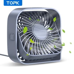 TOPK Mini Portable Fan USB Desk Fan Table Strong Airflow &Quiet Operation 3 Speed Wind 360°Rotatable Standing fans for room Home
