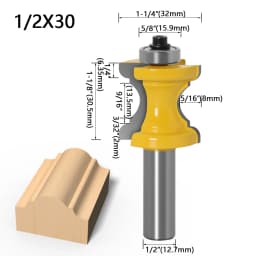1PC 1/2' 12mm,6mm,8mm Shank Bullnose with Bead Column Router Bit Line Knife Woodworking Cutter Tenon Cutter for Woodworking Tool