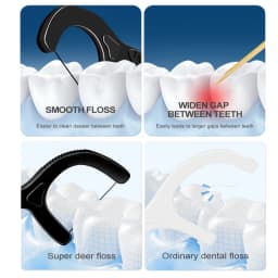 Fawnmum Dental Cleaning Bamboo Charcoal Dental Floss Picks Barreled Interdental Brush For Teeth Care Toothpicks With Thread Oral