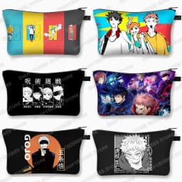 Japanese Anime Jujutsu Kaisen Cosmetic Bag Gojo Satoru Tops Yuji Itadori Girls Makeup Bags Women Cosmetic Case Mini Handbag