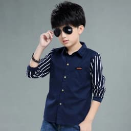 Boys Blouses And Shirts Children's Stripe Top 2024 Spring Autumn Casual White Polo Shirts Teenager School Brand Outerwear Cotton