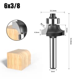 1/4&6mm Shank Corner Round Over Router Bit with Bearing Milling Cutter for Wood Woodwork Tungsten Carbide